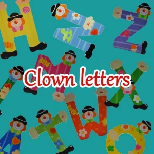Sevi houten letters met clown afbeelding